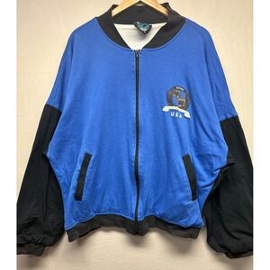 Vintage Otomix Bomber Jacket Mens Blue Black Power Thru Effort USA Gym XL
